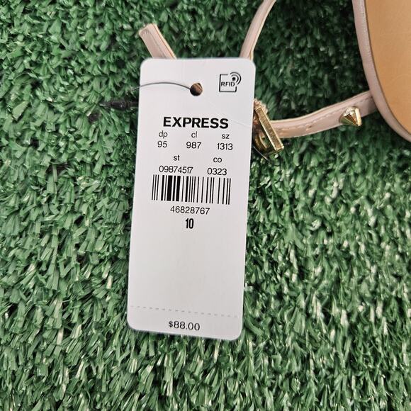 Express Soft Blush Gold Stud Strappy Block Heels Size 10 Brand New - Picture 7 of 8